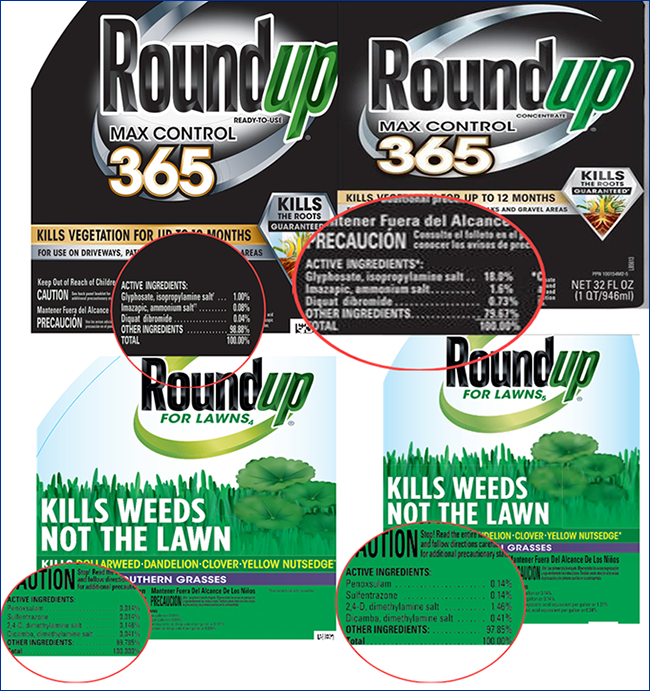 Images of Roundup product labels