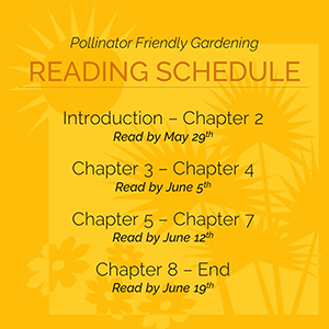 Reading Schedule for the book: get through chapter two by May 29th, read chapters three and four by June 5th, chapters five through seven by June 12, and finish the book by June 19th