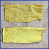 Two strips of cloth dyed yellow