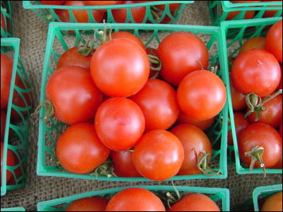 Cherry tomatoes in baskets