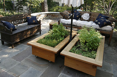 Raised beds with seating
