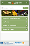 Thumbnail screenshot of the butterfly app, showing the green dropdown menu and a header photo of butterflies