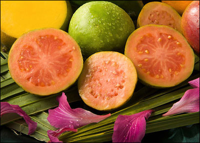 Guava fruit cut open