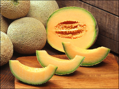 Cantaloupes cut open