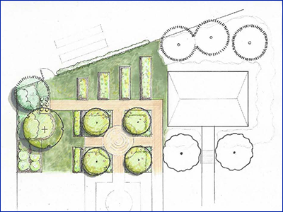 Colorful illustration of garden plans