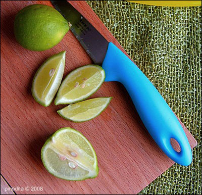 Cut key limes on cutting board