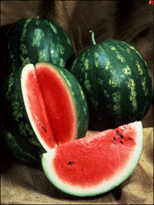 Watermelons cut to reveal inside