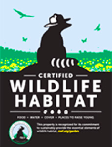 Example of the sign you get from the National Wildlife Foundation if your yard is certified as a wildlife habitat.