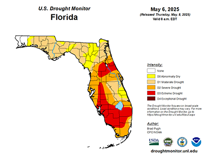 Florida drought map as of May 12, 2025