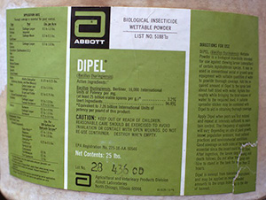 A Bt biopesticide label from 1973.